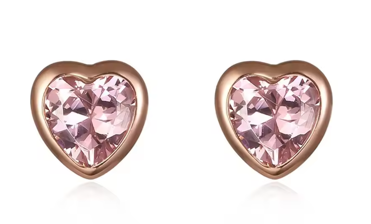 Stud de Mini Corazon con Piedra Baby Pink