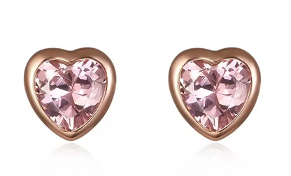 Stud de Mini Corazon con Piedra Baby Pink