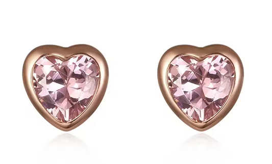 Stud de Mini Corazon con Piedra Baby Pink