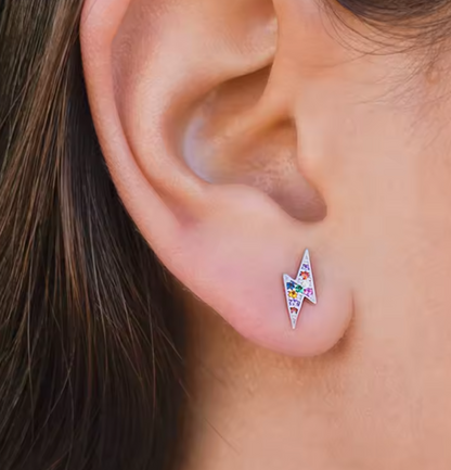 Stud de Rayo con Circonias de Colores