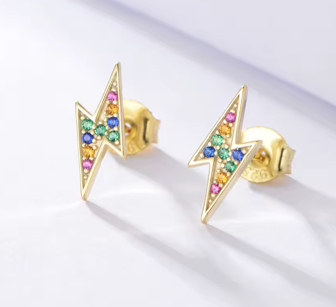 Stud de Rayo con Circonias de Colores