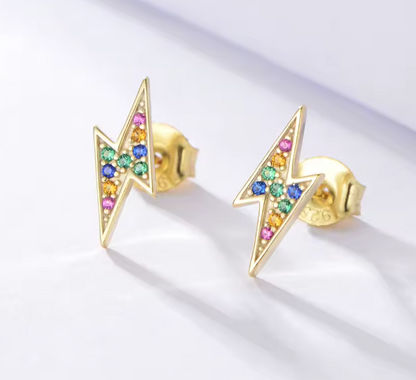 Stud de Rayo con Circonias de Colores