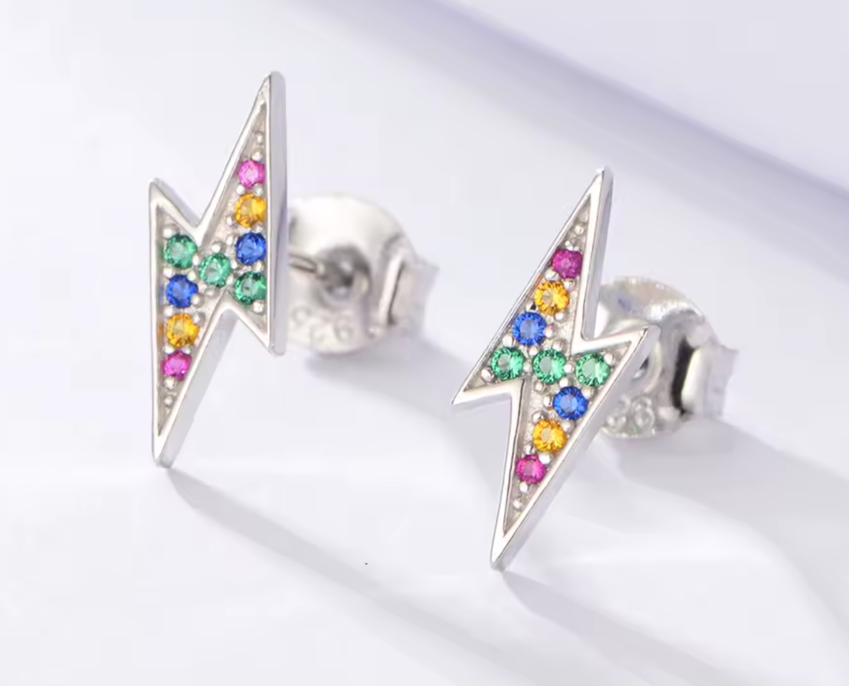 Stud de Rayo con Circonias de Colores