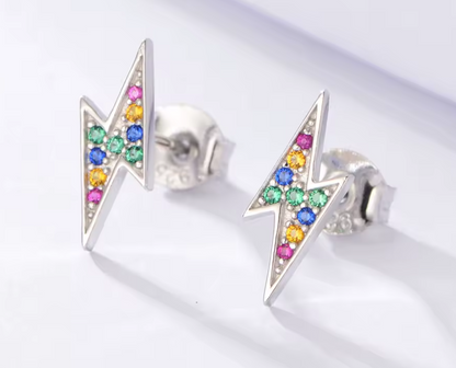 Stud de Rayo con Circonias de Colores