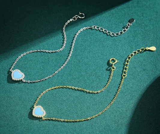 Pulsera Corazon Turqueza con Zirconias