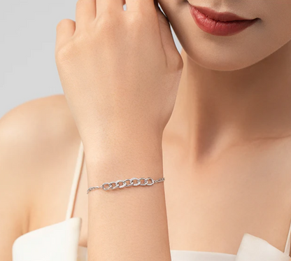 Pulsera Doble con Eslabones Cubanos y Zirconias