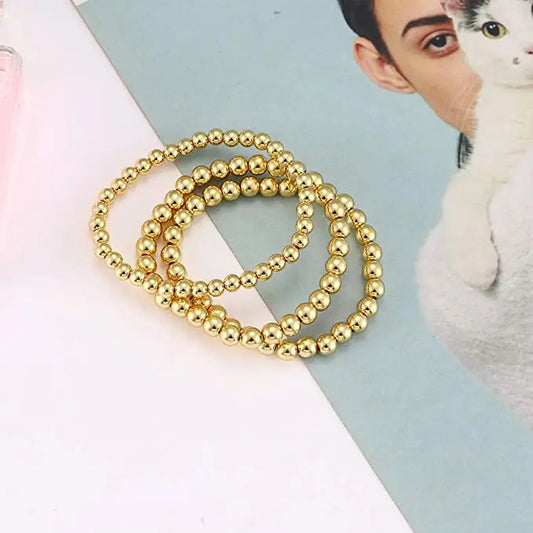 Pulseras Elastica Bolitas Doradas