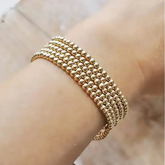 Pulseras Elastica Bolitas Doradas