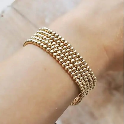 Pulseras Elastica Bolitas Doradas
