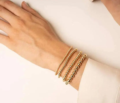 Pulseras Elastica Bolitas Doradas