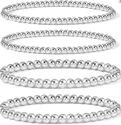 Pulseras Elastica Bolitas Plateadas