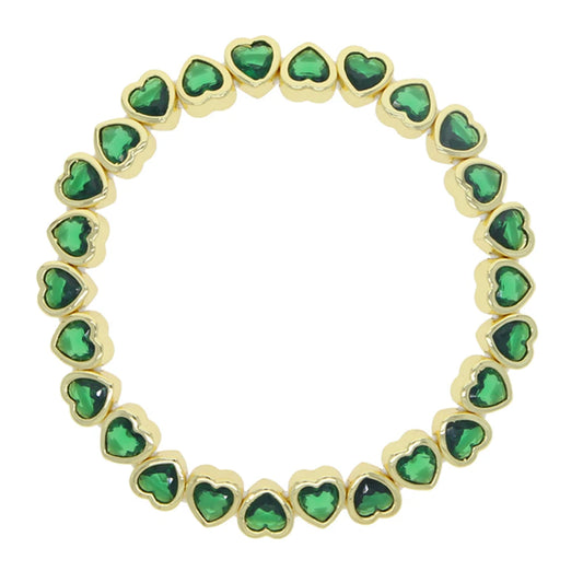 Pulsera Elastica Esmeralda de Corazones