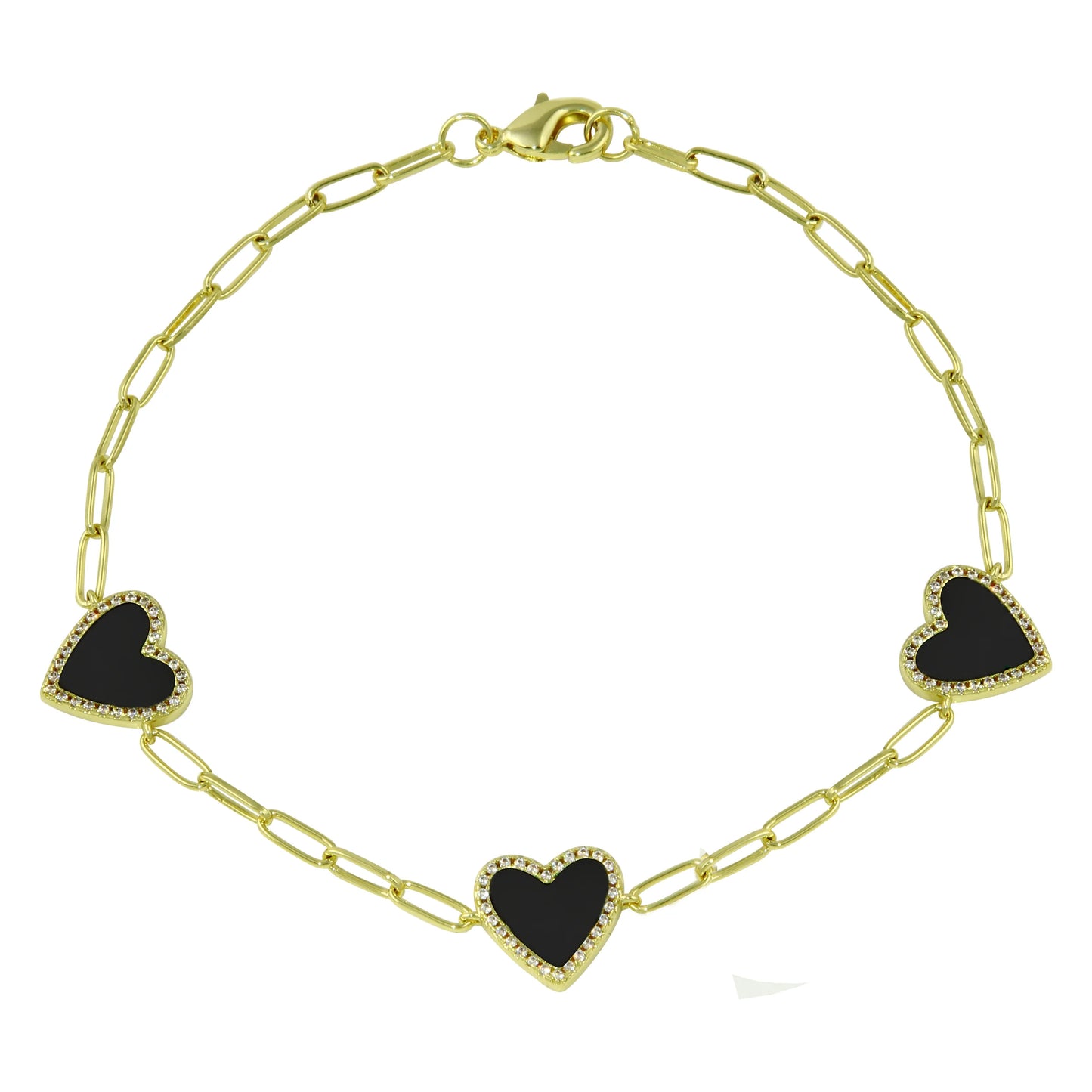 Pulsera Paper-Clip de Corazones con Zirconias