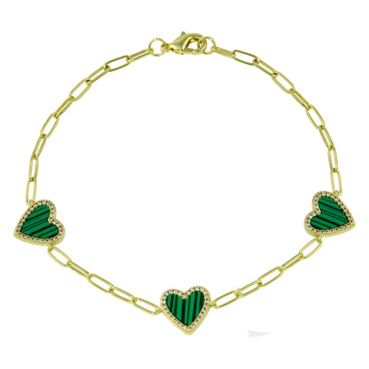 Pulsera Paper-Clip de Corazones con Zirconias