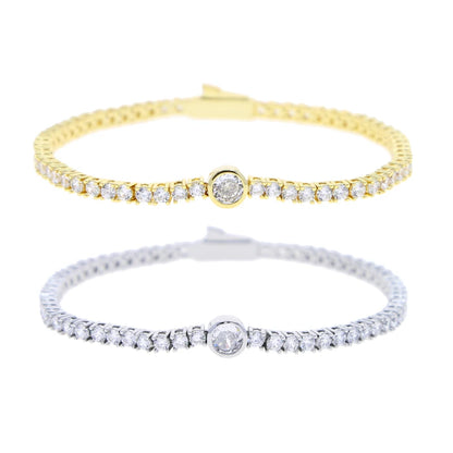 Pulsera Tennis con Diamante Circular