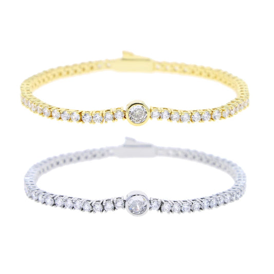 Pulsera Tennis con Diamante Circular