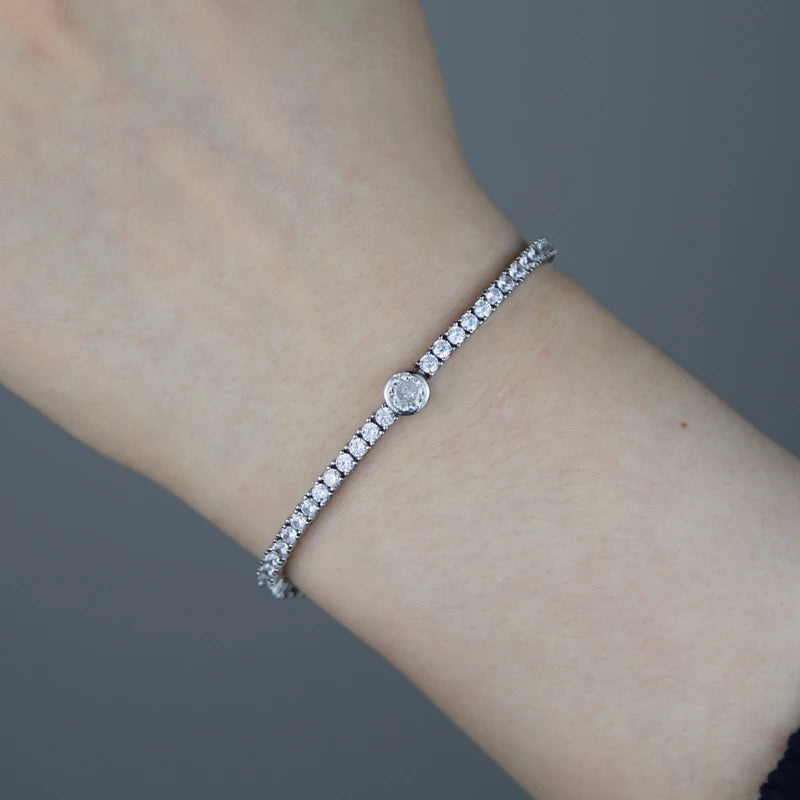 Pulsera Tennis con Diamante Circular