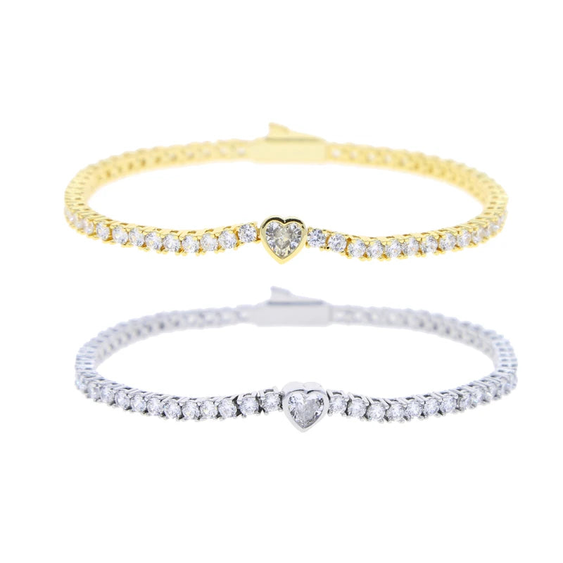 Pulsera Tennis con Diamante Corazon