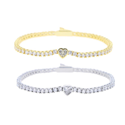 Pulsera Tennis con Diamante Corazon