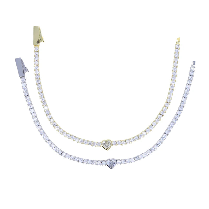 Pulsera Tennis con Diamante Corazon