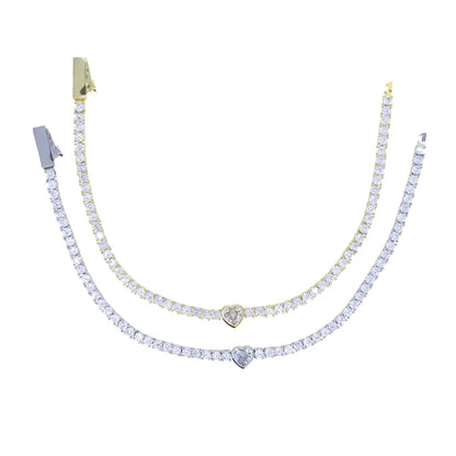 Pulsera Tennis con Diamante Corazon