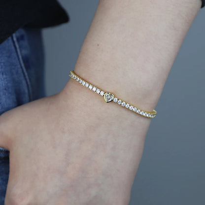 Pulsera Tennis con Diamante Corazon