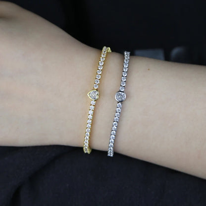 Pulsera Tennis con Diamante Corazon