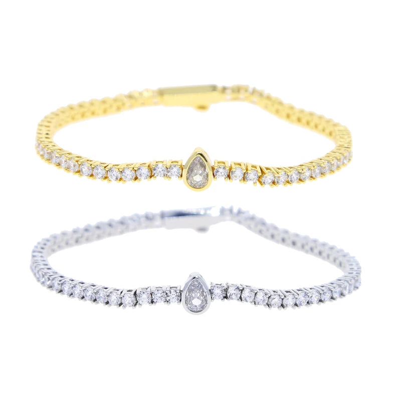Pulsera Tennis con Diamante Gota