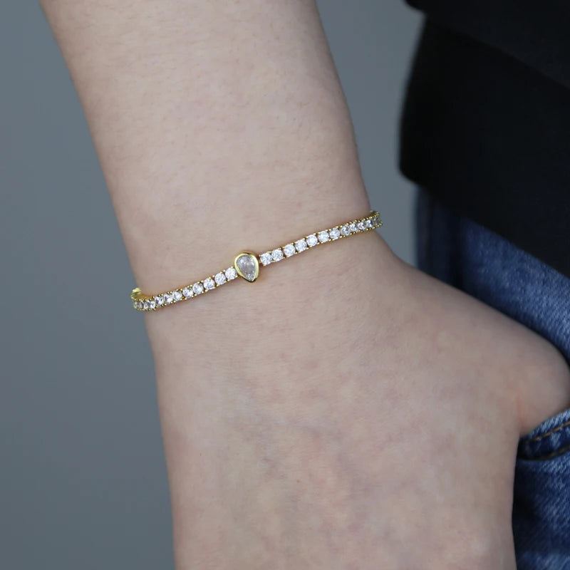 Pulsera Tennis con Diamante Gota