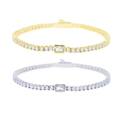 Pulsera Tennis con Diamante Rectangular