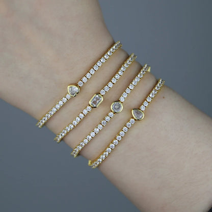 Pulsera Tennis con Diamante Rectangular