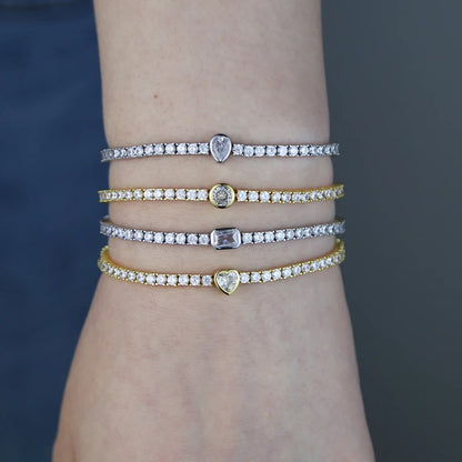 Pulsera Tennis con Diamante Rectangular