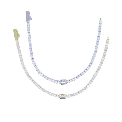 Pulsera Tennis con Diamante Rectangular