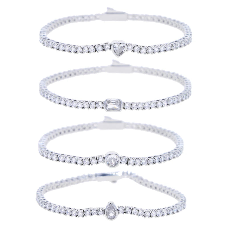 Pulsera Tennis con Diamante Rectangular
