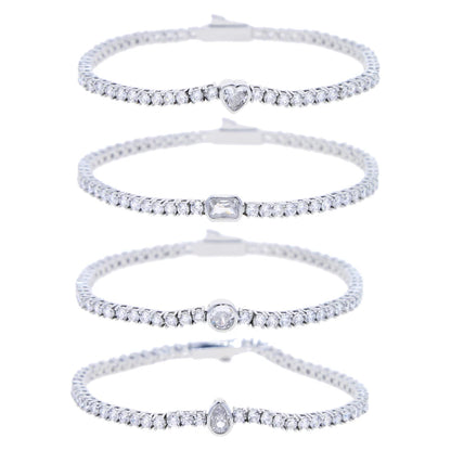 Pulsera Tennis con Diamante Rectangular
