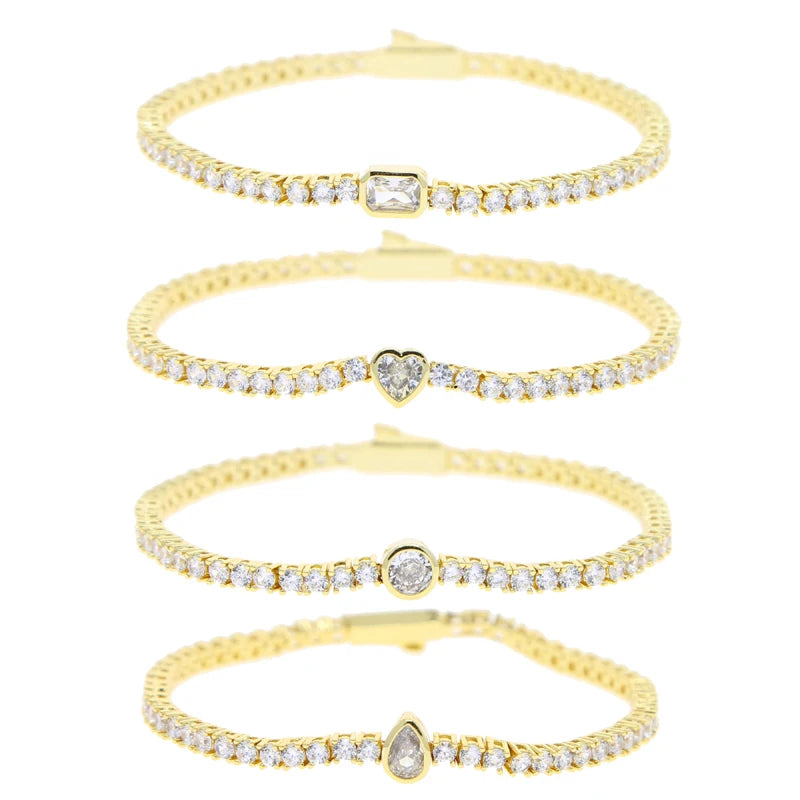 Pulsera Tennis con Diamante Rectangular