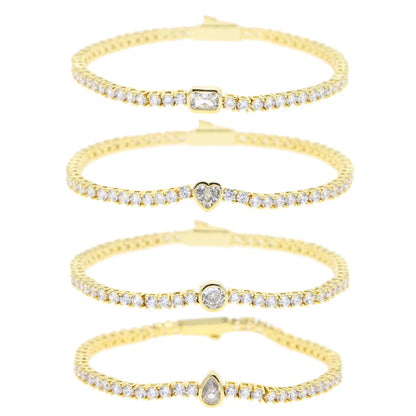 Pulsera Tennis con Diamante Rectangular