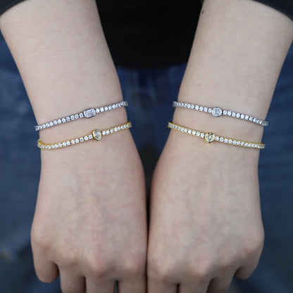 Pulsera Tennis con Diamante Rectangular