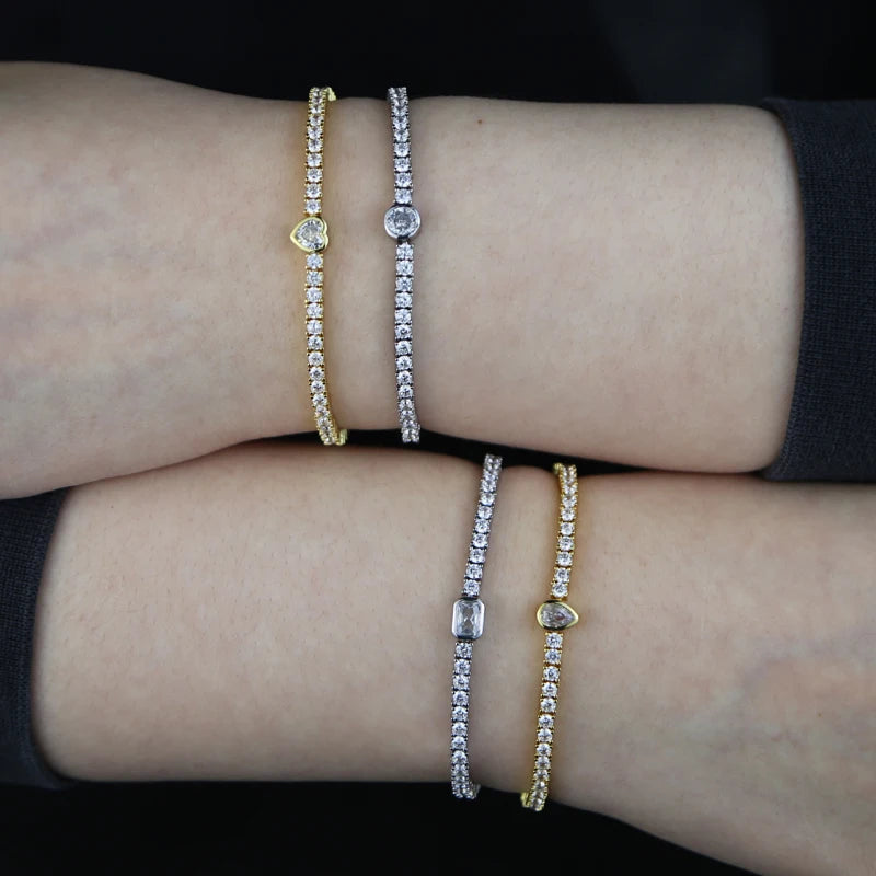 Pulsera Tennis con Diamante Rectangular