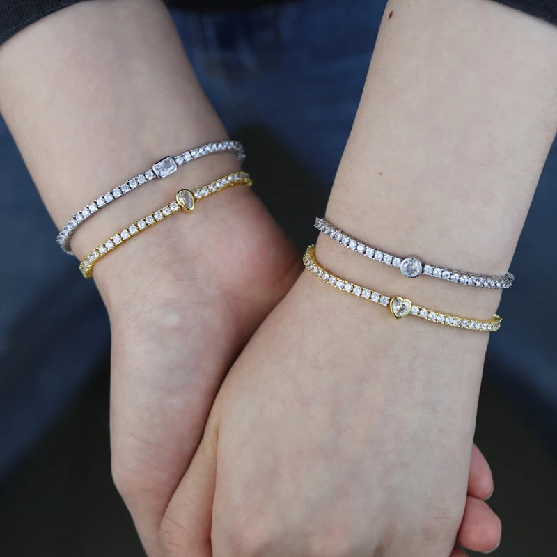 Pulsera Tennis con Diamante Rectangular