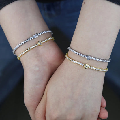 Pulsera Tennis con Diamante Rectangular