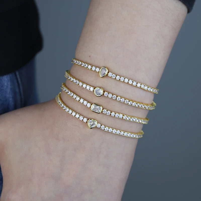 Pulsera Tennis con Diamante Rectangular