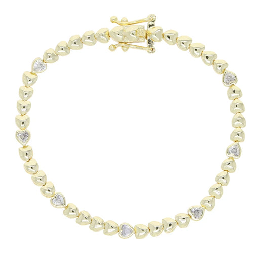 Pulsera Tennis Corazones Solidos con Zirconia