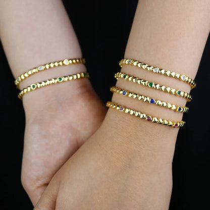Pulsera Tennis Corazones Solidos con Zirconia