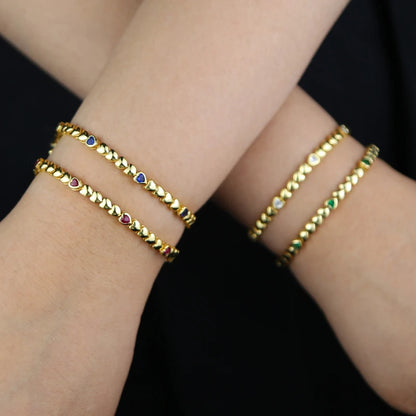 Pulsera Tennis Corazones Solidos con Zirconia